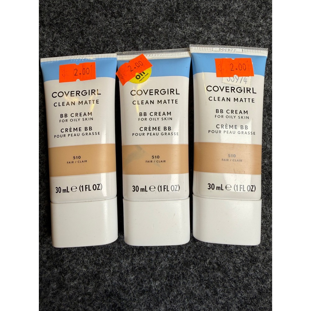 3 pc Covergirl Clean Matte BB Cream for Oily Skin 510 Fair/Clair 1FL OZ